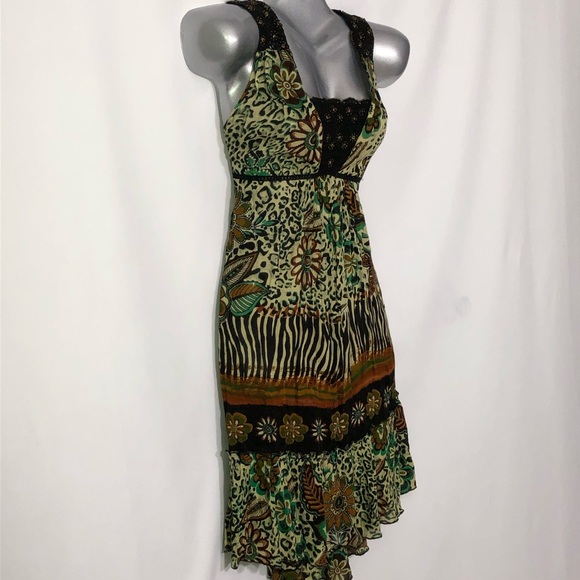 FORBIDDEN tropical beaded animal resort wear dress - Picture 6 of 8